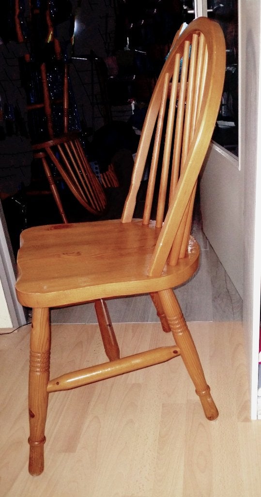 Grenen Eetkamer stoelen 4 x, Ophalen, Gebruikt, Bruin, Vier