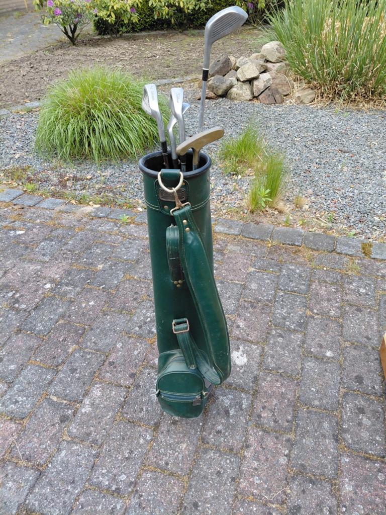 Oude leren golftas, Ophalen, Gebruikt, Tas