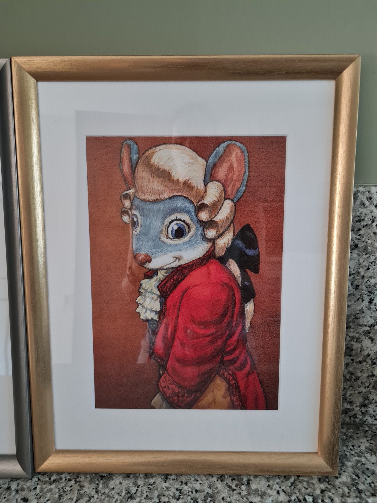 Ingelijste poster konijn in ruimtepak, Minder dan 50 cm, Ophalen of Verzenden, Zo goed als nieuw, Foto of Poster