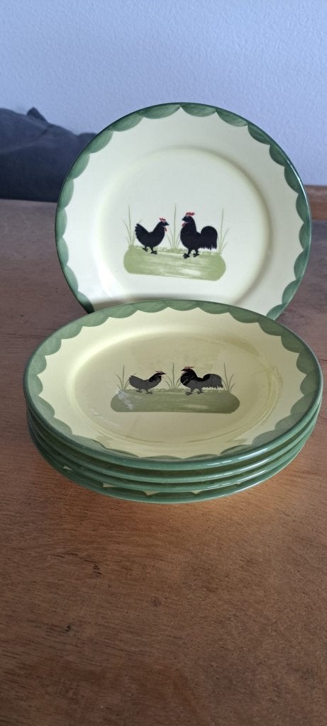 5 ontbijtborden Kip en Haan, Landelijk/Boerenbont, Ophalen of Verzenden, Zo goed als nieuw, Bord(en)