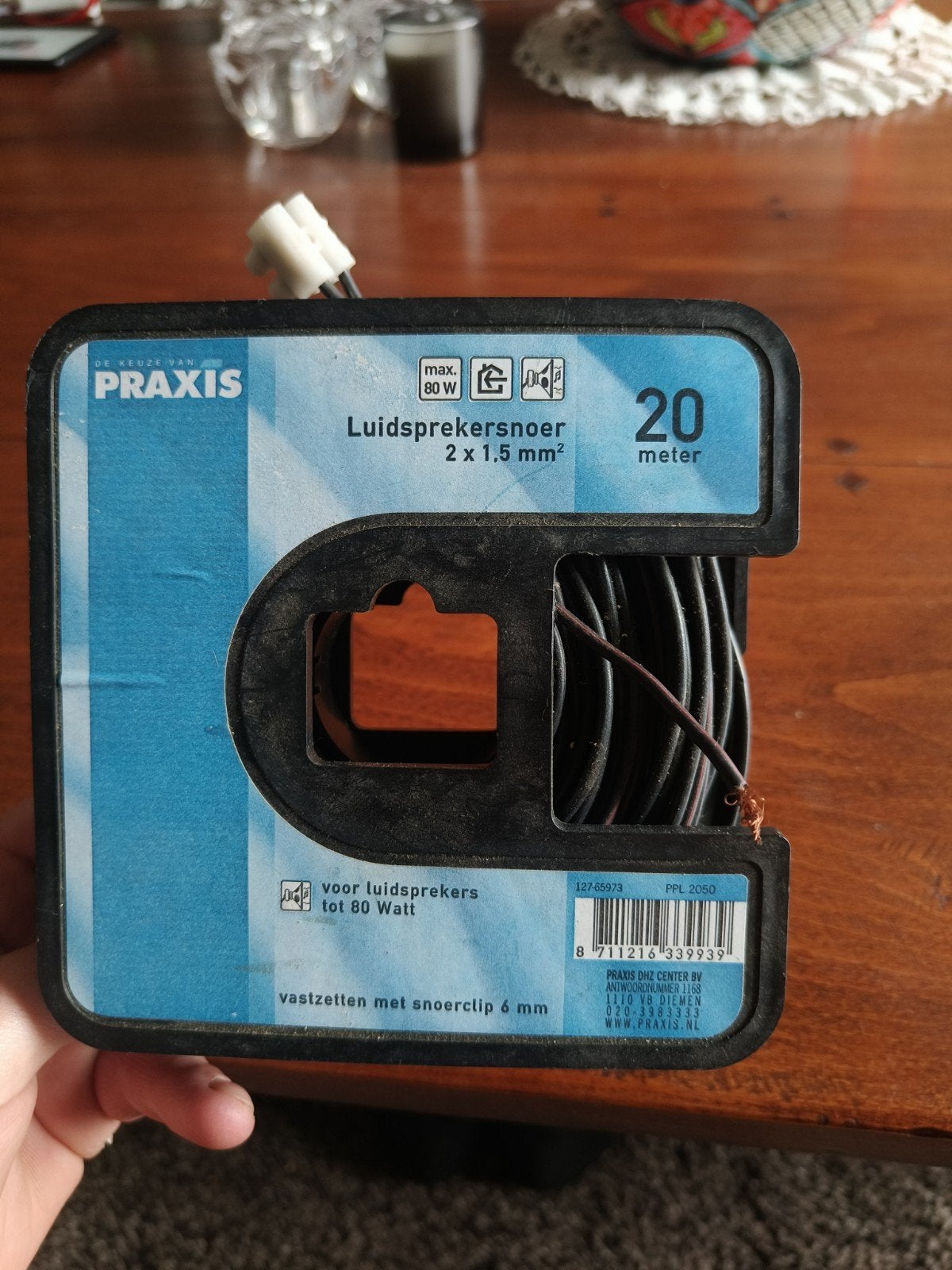 Praxis Luidsprekersnoer 20 meter - 2x1.5mm² tot 80W, Ophalen of Verzenden, Nieuw, 10 meter of meer, Luidsprekerkabel
