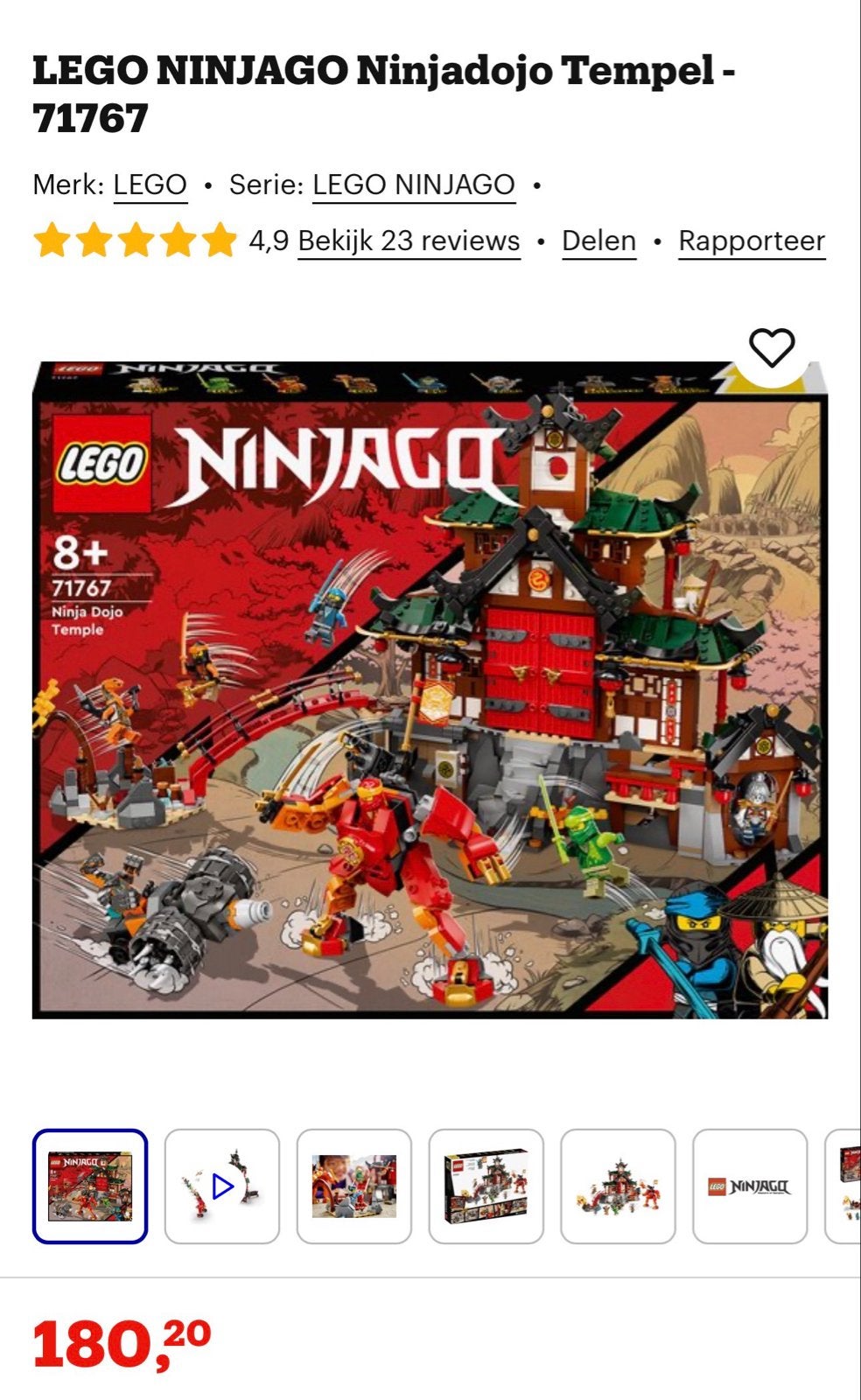 LEGO NINJAGO Ninjadojo Tempel - 71767, Overige merken, ., Ophalen of Verzenden, Zo goed als nieuw