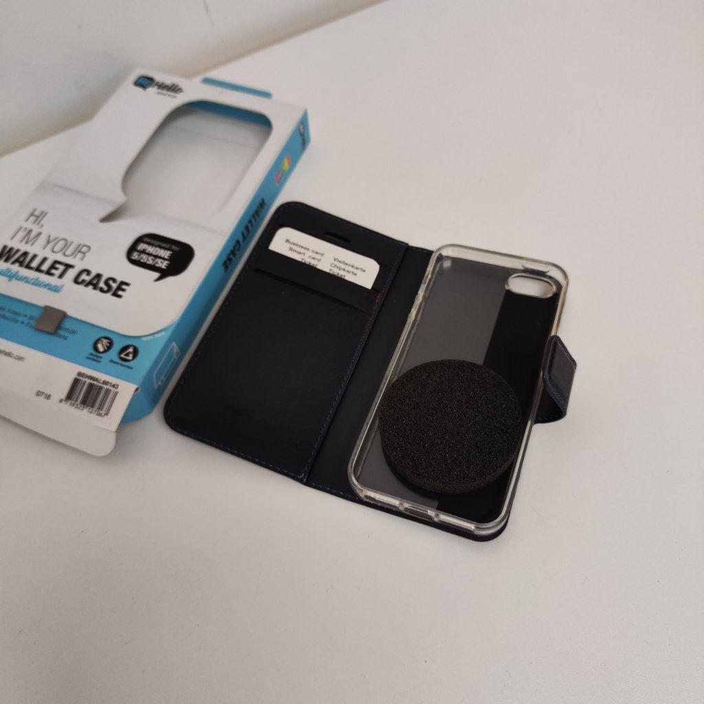 BeHello iPhone SE Hoesje - Gel Wallet Case - Blauw, Apple Distribution International, Nieuw, Hoesje of Tasje, Ophalen of Verzenden