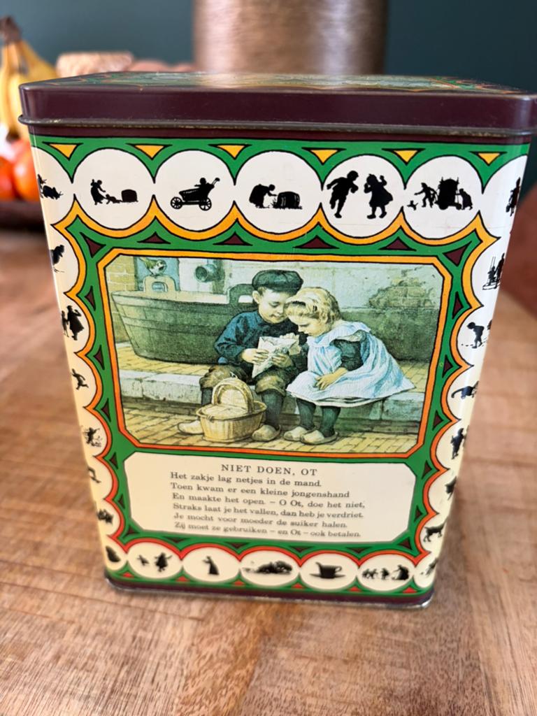 Vintage Royco Ot en Sien suiker blik verzamelstuk, Verzamelen, Blikken, Ophalen of Verzenden, Gebruikt, Suiker, Overige merken