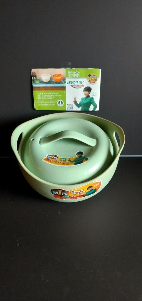 Traditionele Chinese Klei pot Stoof pan Groen Keramisch 20cm, Huis en Inrichting, Keuken | Potten en Pannen, Eu, Eu, Met handvatten