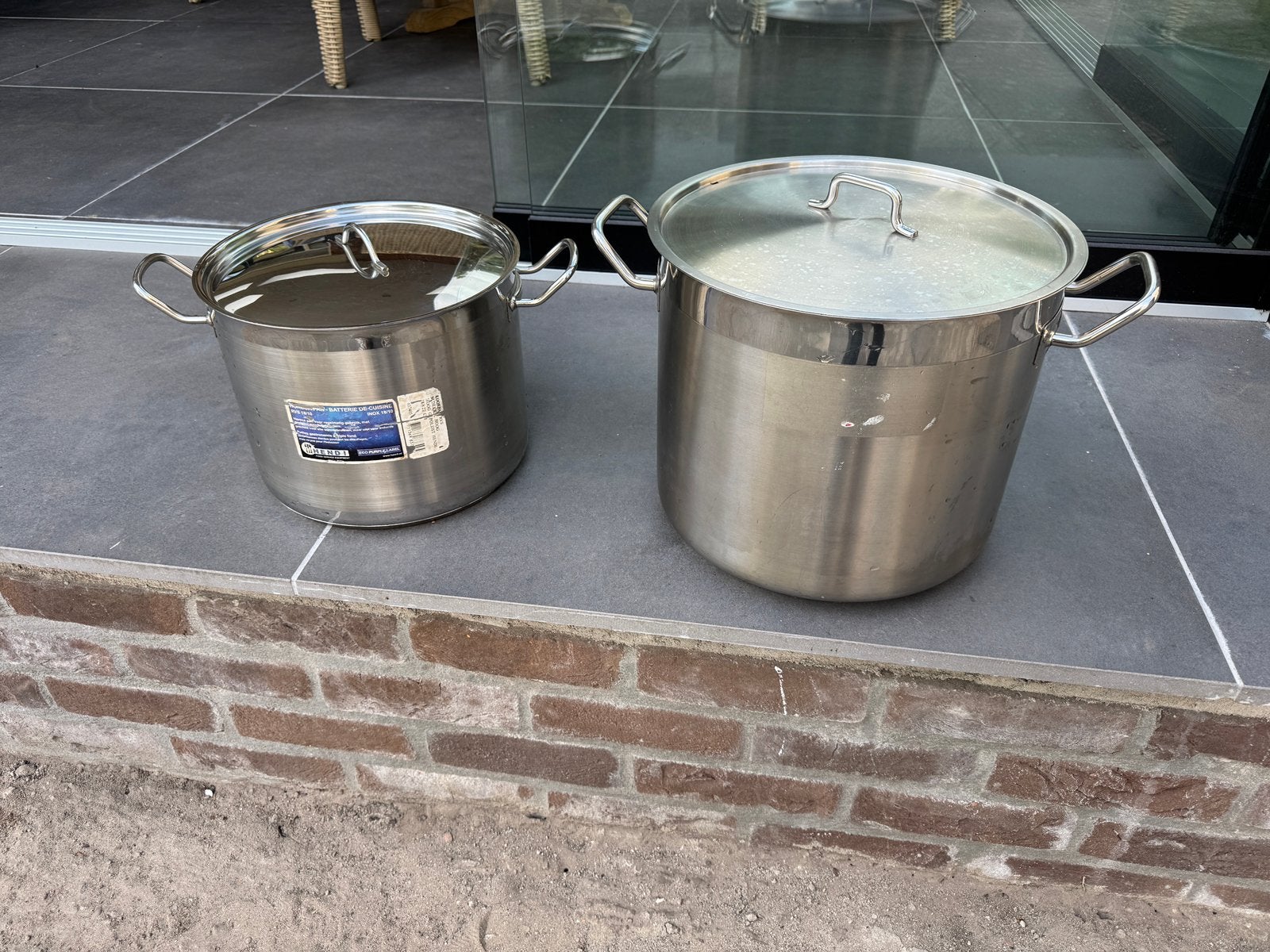 Horecapannen Rvs18/10 echte Hendi pannen zgn 10 en 20 liter, Ophalen, Zo goed als nieuw, Rvs, Kookpan