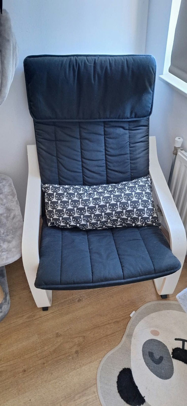 Comfortabele Ikea Poäng schommelstoel met kussen, Hout, Modern, Scandinavisch, Wit, Ophalen of Verzenden
