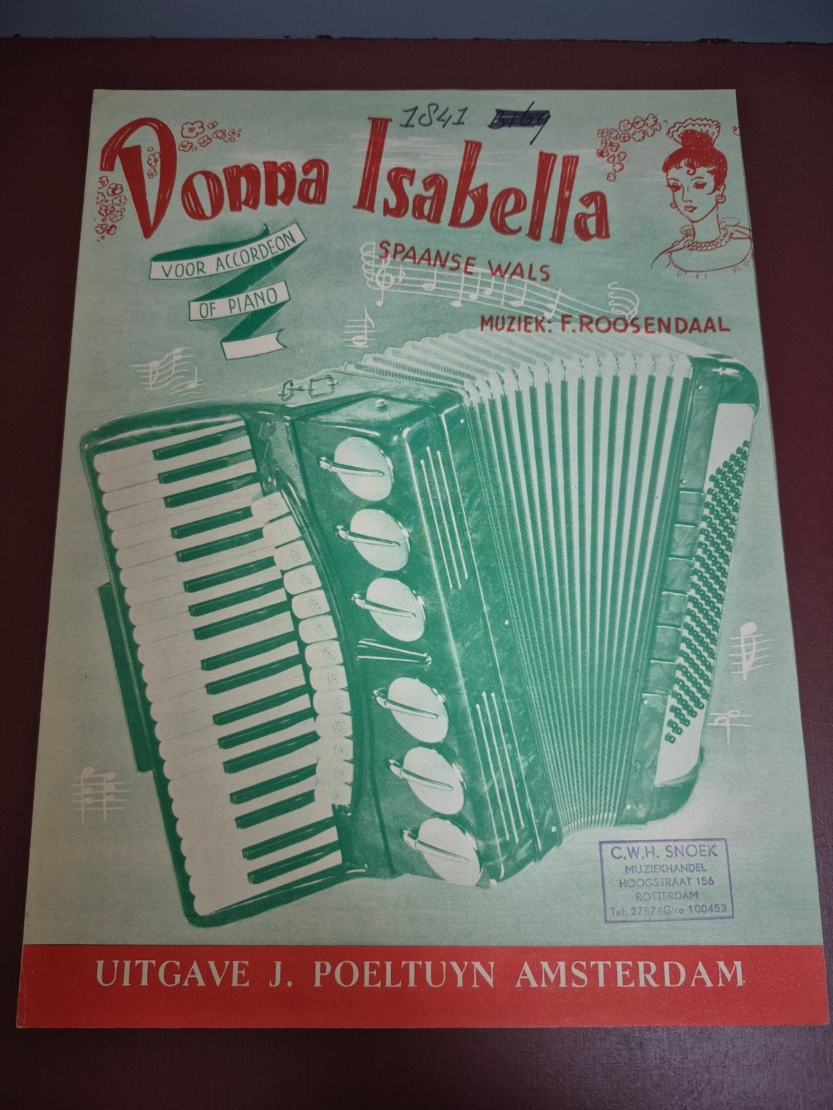 Donna Isabella Spaanse Wals - Accordeon/Piano bladmuziek, Gebruikt, Overige genres, Piano, Ophalen of Verzenden