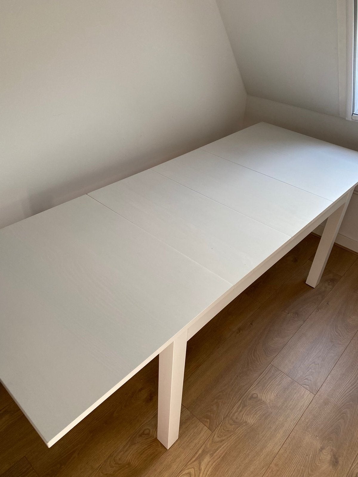 IKEA Bjursta Eettafel Uitschuifbaar Wit, Huis en Inrichting, Tafels | Eettafels, Ophalen, Gebruikt, 200 cm of meer, 50 tot 100 cm