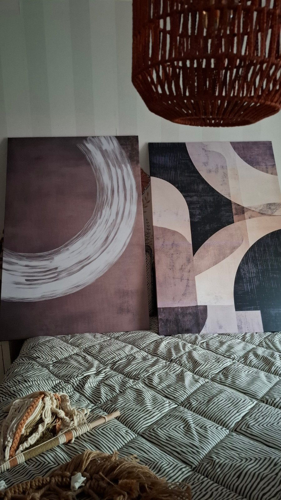 Set van 2 abstracte canvas schilderijen, Ophalen of Verzenden