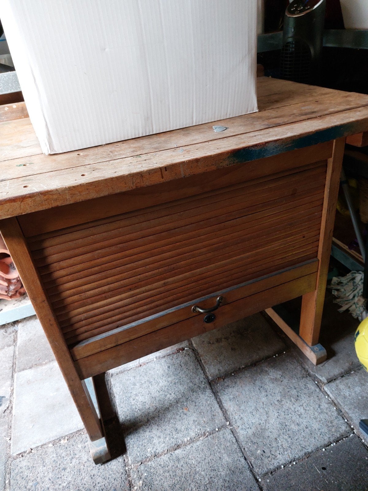 Vintage werkbank kastje met rolluik - opknapper, Ophalen
