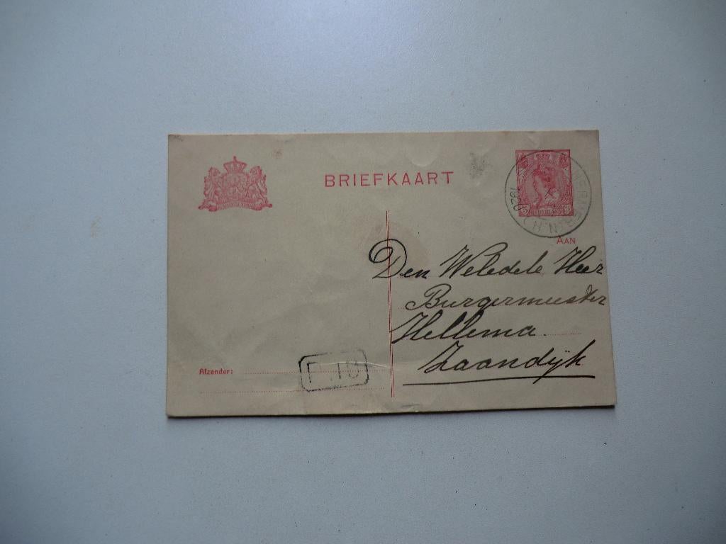 Zaandijk,Burgemeester,Hellema,Suikerfabriek Halfweg,, Verzamelen, Verzenden, Voor 1920, Gelopen, Noord-Holland