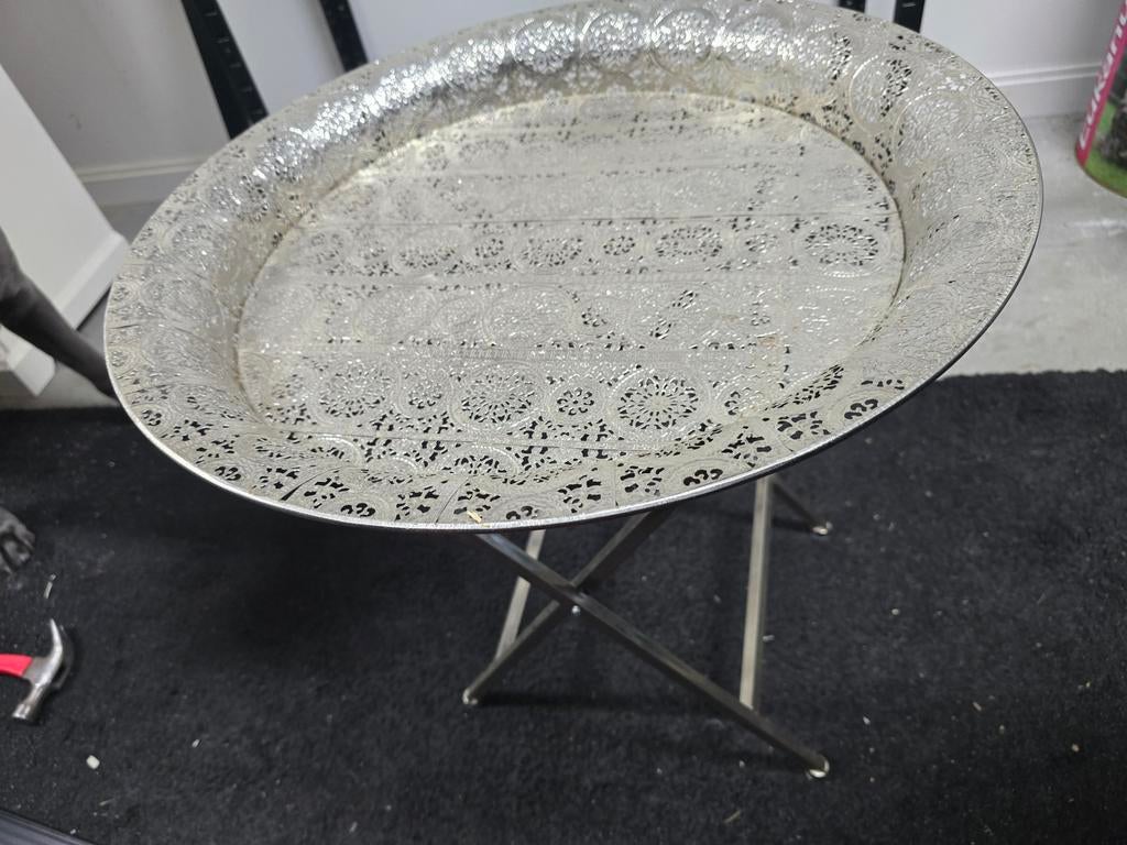 Chroom tafeltje 56 x 53.5, Ophalen, Rond, 55 tot 75 cm, 45 tot 60 cm