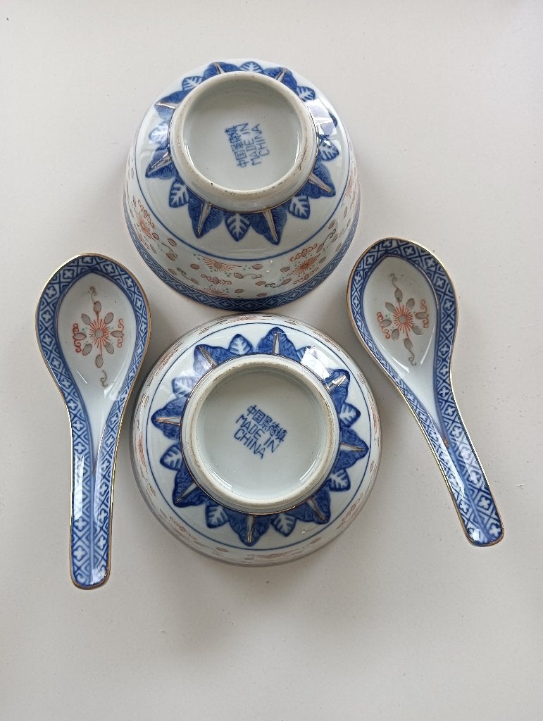 2 chineese schotel/bordje met 2 lepels, Ophalen of Verzenden