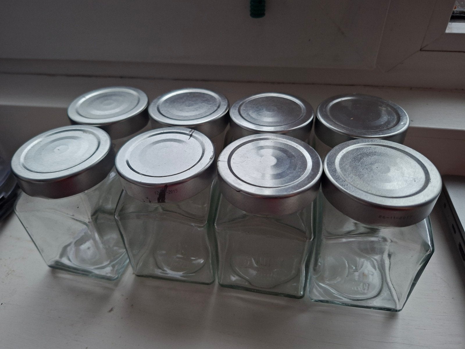 8 glazen voorraadpotjes met deksel, Huis en Inrichting, Voorraadpot, Ophalen of Verzenden, Gebruikt, Glas