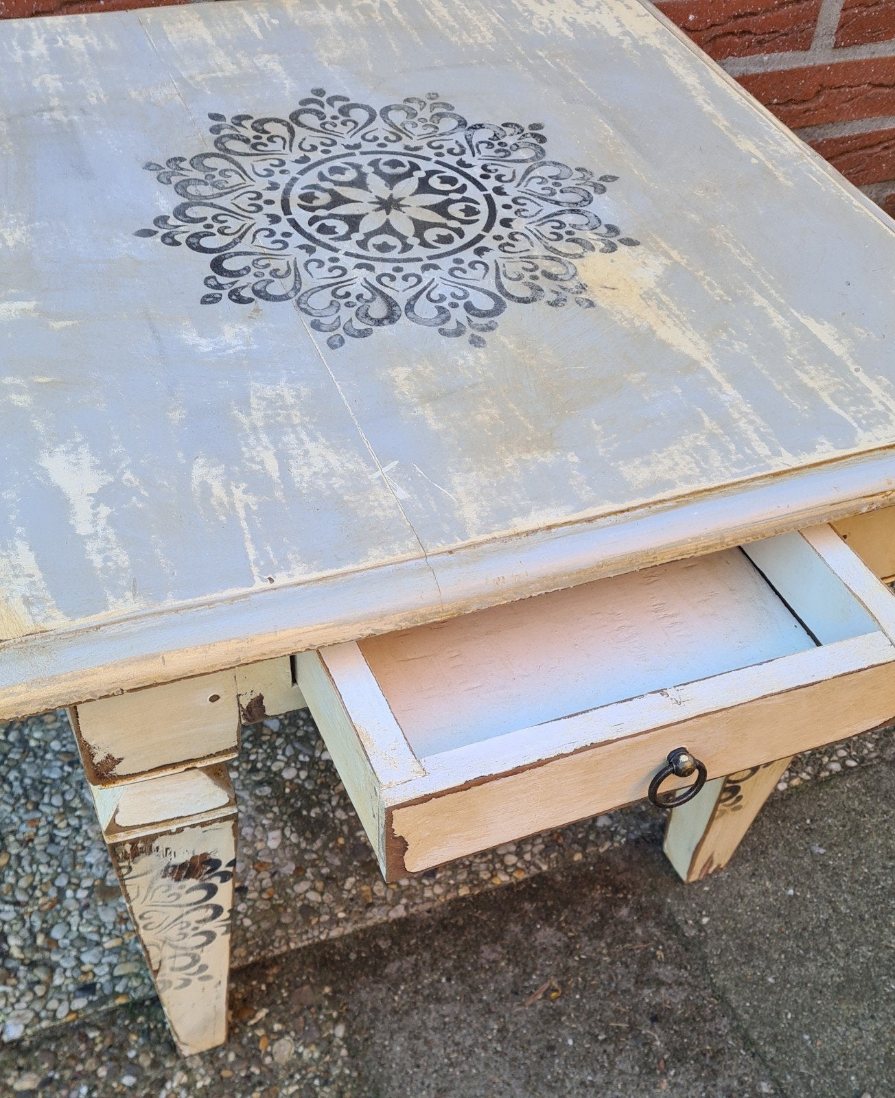 bohostyle tafeltje salontafel bijzettafel plantentafel grijs, Minder dan 55 cm, Bohostyle boho brocante, Vierkant, Zo goed als nieuw