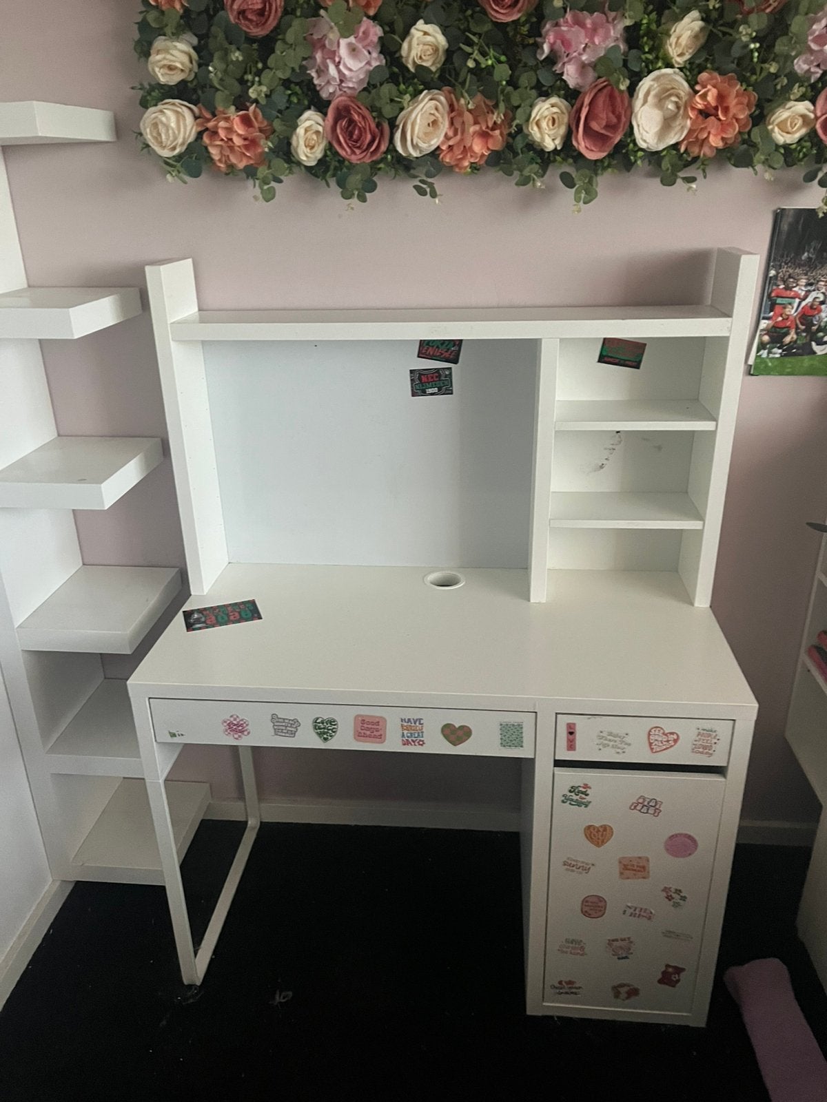Ikea Micke met opbouwdeel, Huis en Inrichting, Bureaus, Ophalen, 105 cm, Demontabel, Spaanplaat of MDF