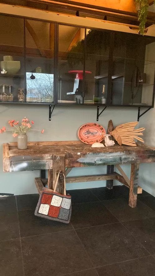 Grote stoere werktafel/ sidetable / keukenelement, Ophalen, 75 cm of meer, 200 cm of meer, Zo goed als nieuw