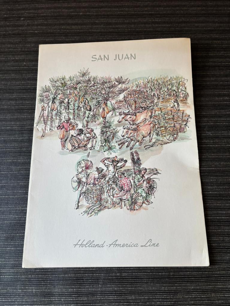Originele oude menu kaart Holland America Line 1959 san juan, Verzamelen, Ophalen of Verzenden, Gebruikt, Kaart, Foto of Prent