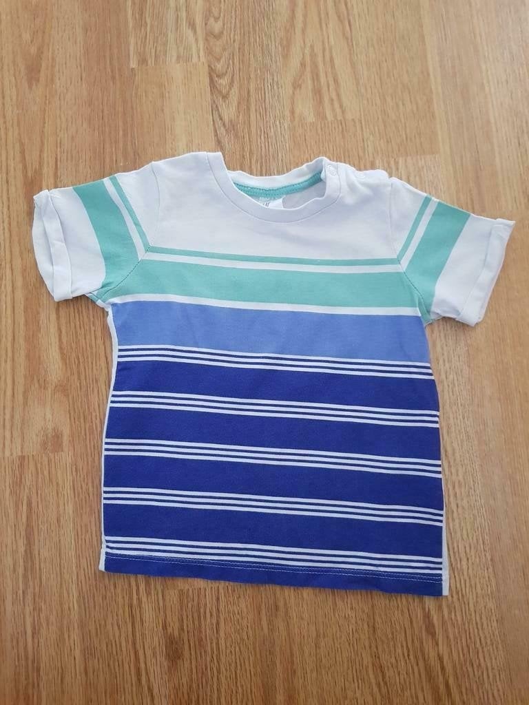 H&M Baby T-shirt – maat 74 – blauw/groen gestreept, Kinderen en Baby's, Babykleding | Maat 74, Ophalen of Verzenden, H&M, Shirtje of Longsleeve