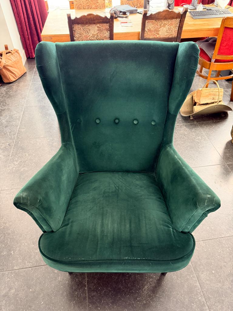 Fauteuil - Groen, Ophalen, Gebruikt, Stof, 75 tot 100 cm