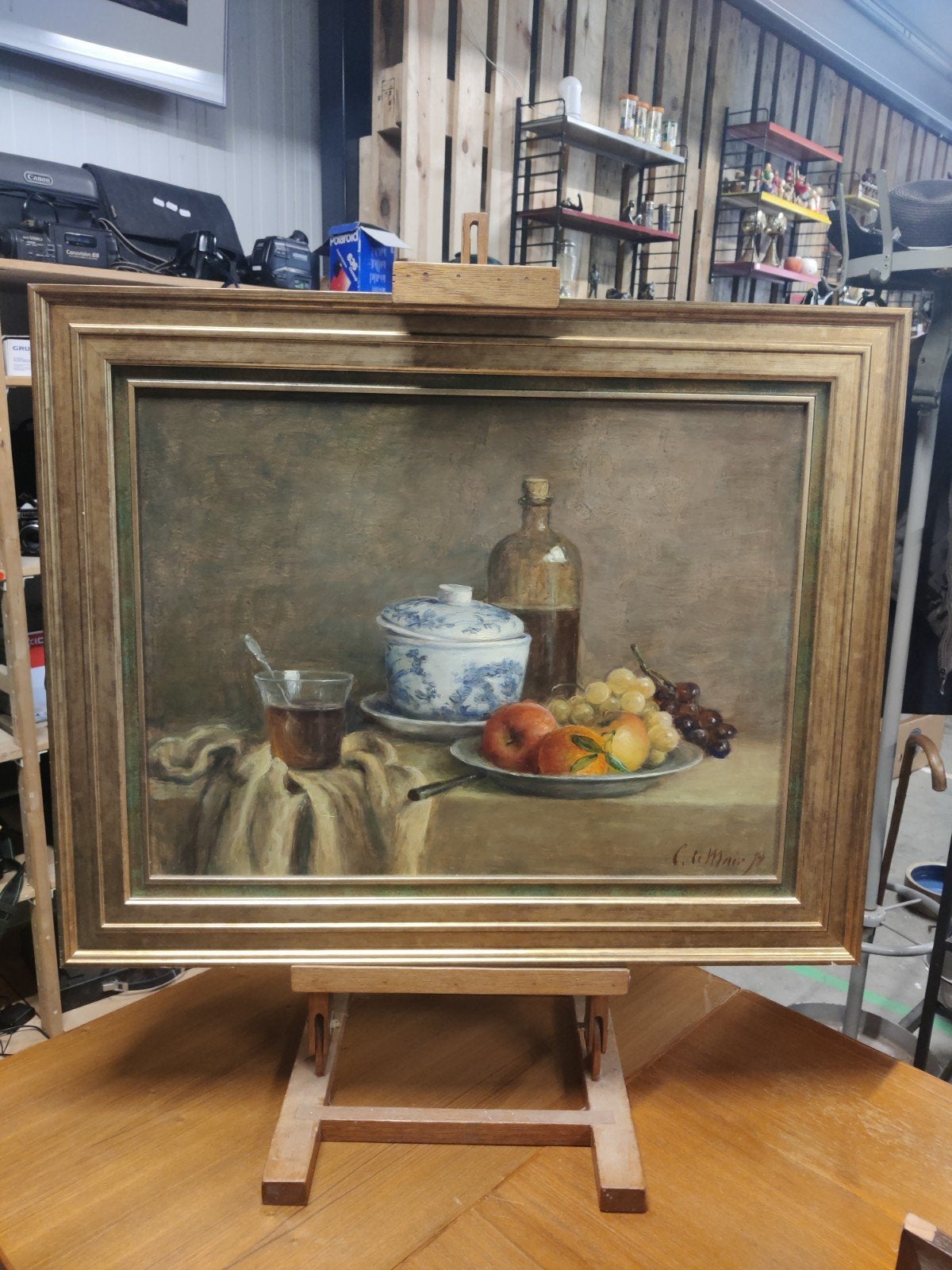 Schilderij Cornelis Le Mair - Stilleven met fruit en fles, Antiek en Kunst, Kunst | Schilderijen | Klassiek, Ophalen, Doek, Realistisch