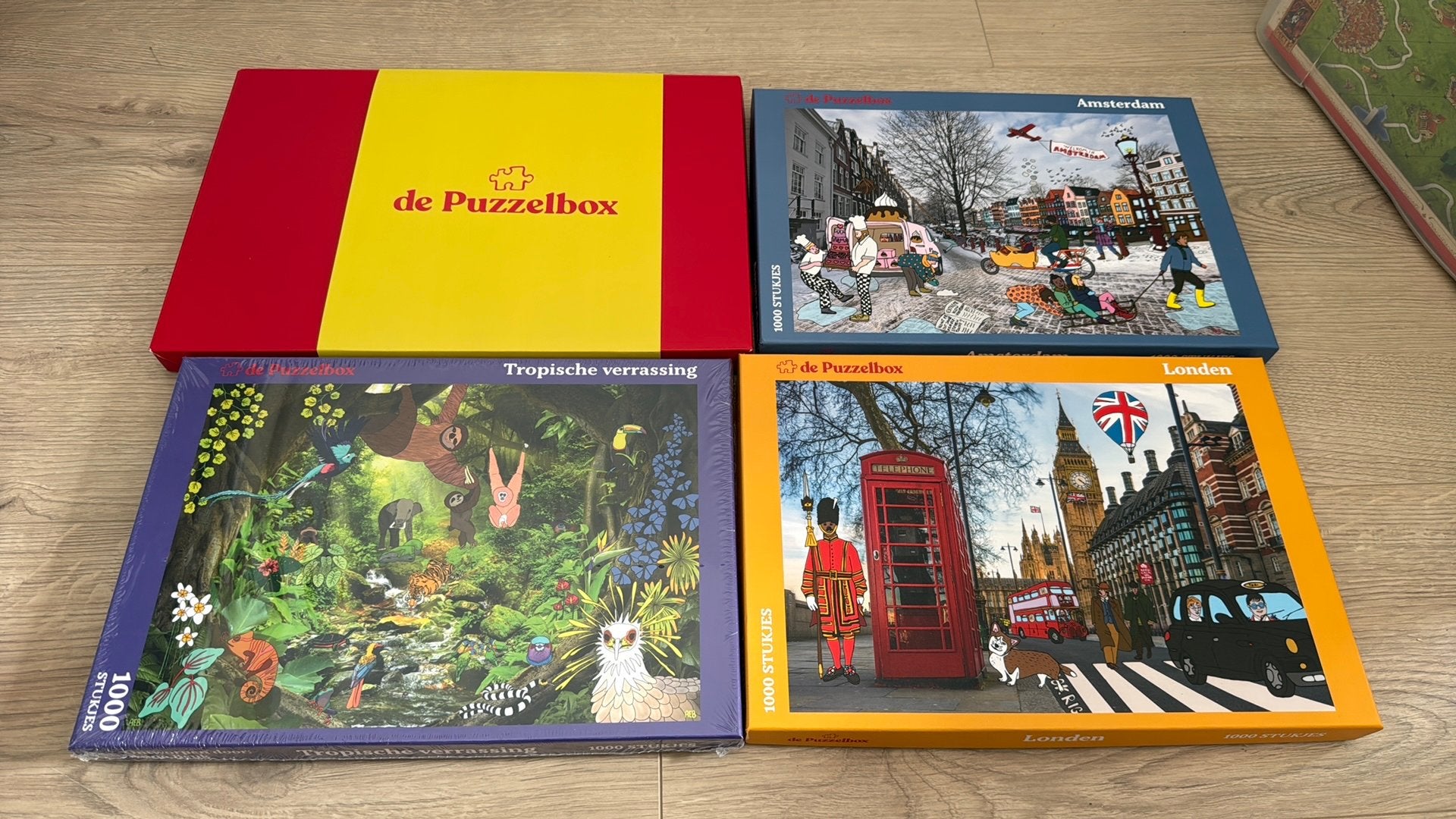 De Puzzelbox: 4x  1000 stukjes legpuzzels (nieuw), Ophalen, 500 t/m 1500 stukjes, Nieuw, Legpuzzel