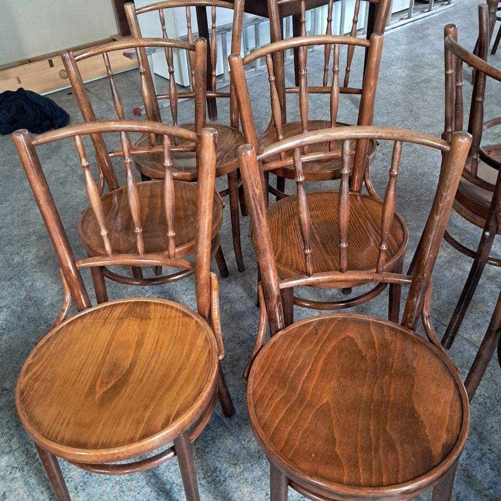 partij van 17 Thonet stijl bistrostoelen/ caféstoelen, Ophalen, Gebruikt, Bruin, Thonet stijl