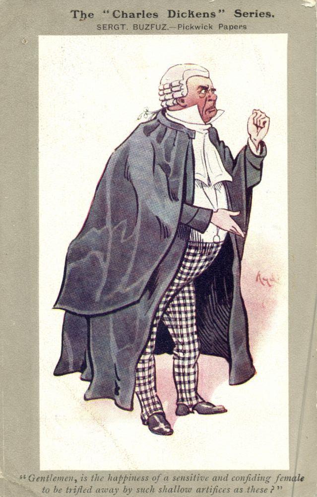 Charles Dickens Series Sergt. Buzfuz, Pickwick Papers 1910s, Ophalen of Verzenden, Voor 1920, Ongelopen, Sterren en Beroemdheden