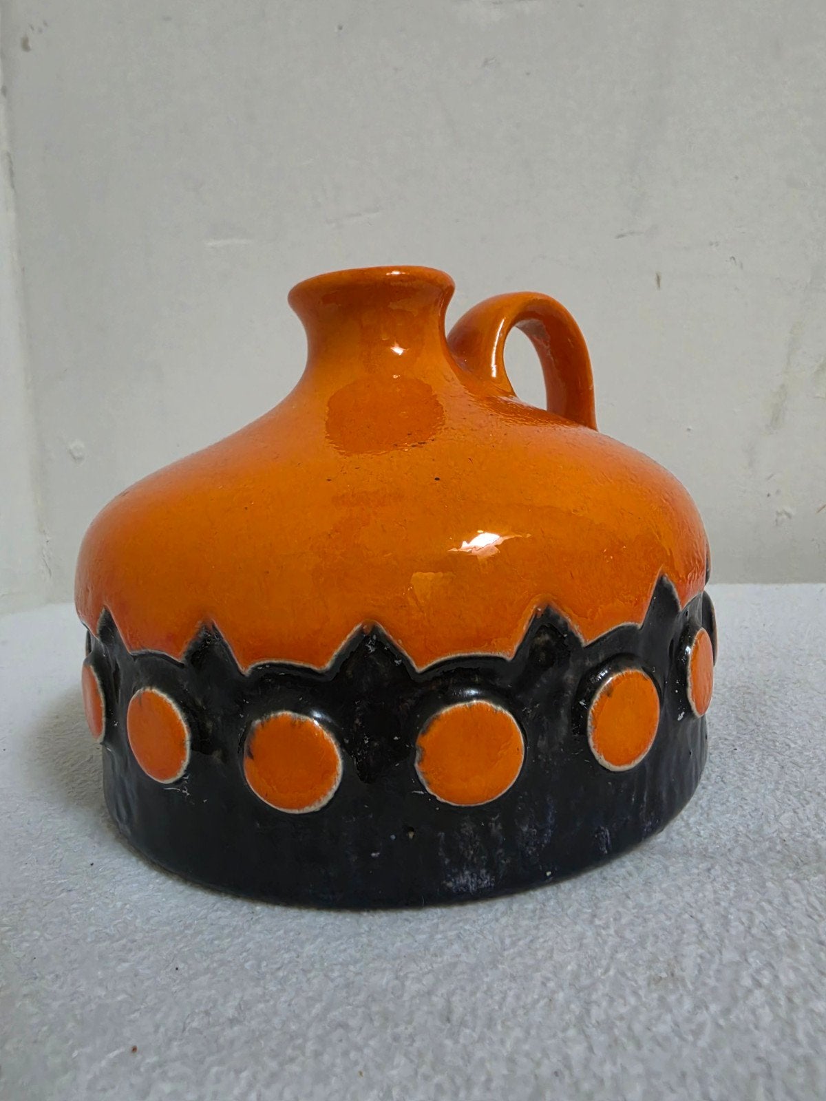 vintage oranje vaas jaren 70 bloempot kruikje pot aardewerk, Antiek en Kunst, Ophalen