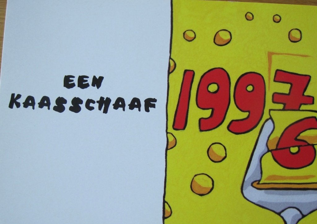 Boomerang - nieuwjaarskaart - kaasschaaf - nieuw, Verzamelen, Verzenden, 1980 tot heden, Ongelopen, Overige thema's