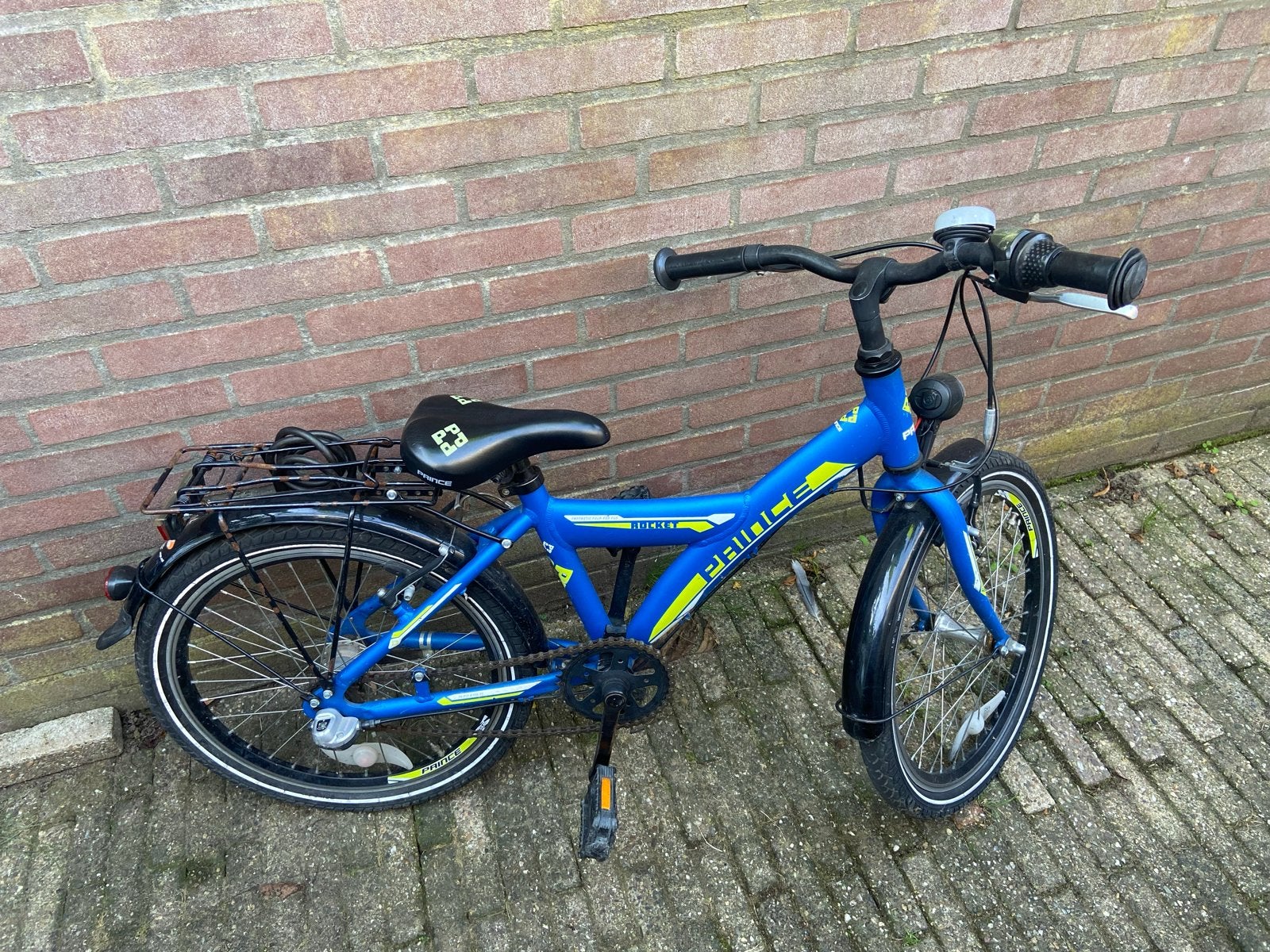 Blauwe kinderfiets Prince Mickey 20 inch, Ophalen, Gebruikt, Velgrem, 20 inch of meer