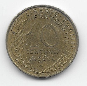 Frankrijk 10 centimes 1968 KM# 929, Verzenden, Frankrijk, Losse munt