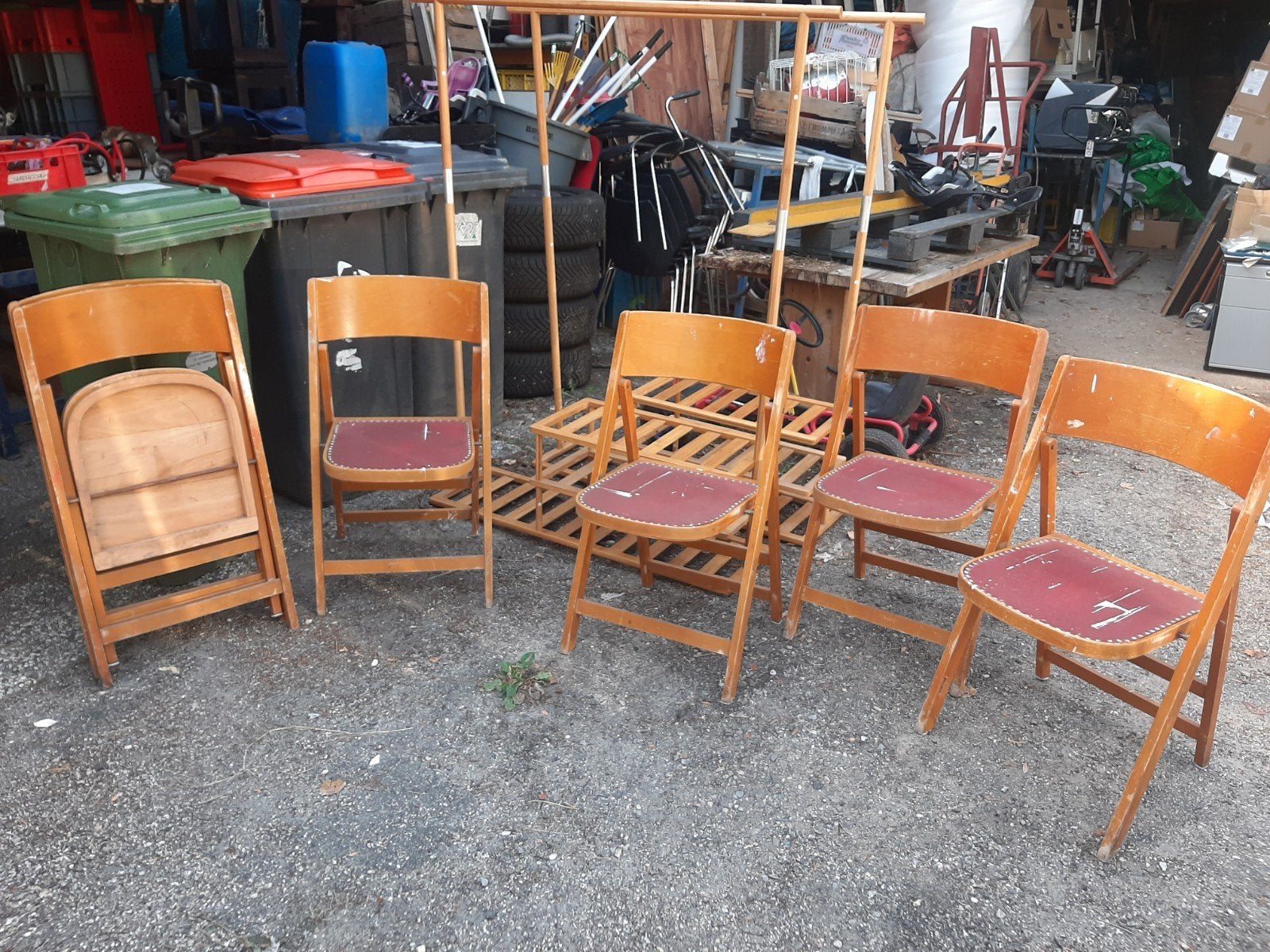 Retro klapstoelen 6x, Ophalen, Rood, Vijf, Zes of meer stoelen