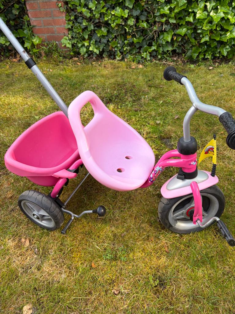 Puky driewieler roze met duwstang, Fietsen en Brommers, Ophalen, Gebruikt, Duwstang