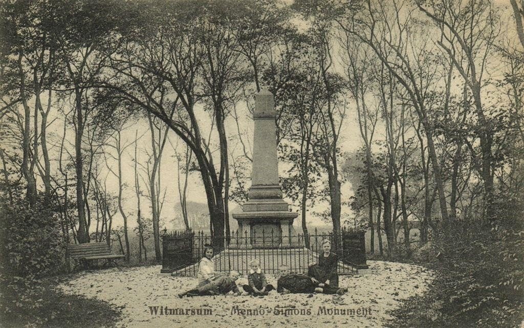 Witmarsum - Menno Simons Monument - 192? gelopen, Ophalen of Verzenden, 1920 tot 1940, Gelopen, Friesland