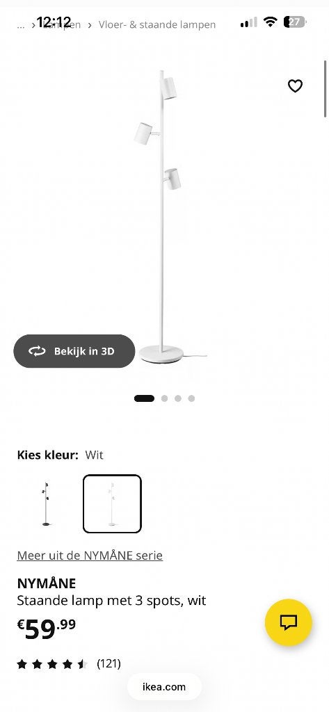 IKEA NYMÅNE Staande (vloer) lamp, Ophalen, Gebruikt, Overige materialen, 150 tot 200 cm