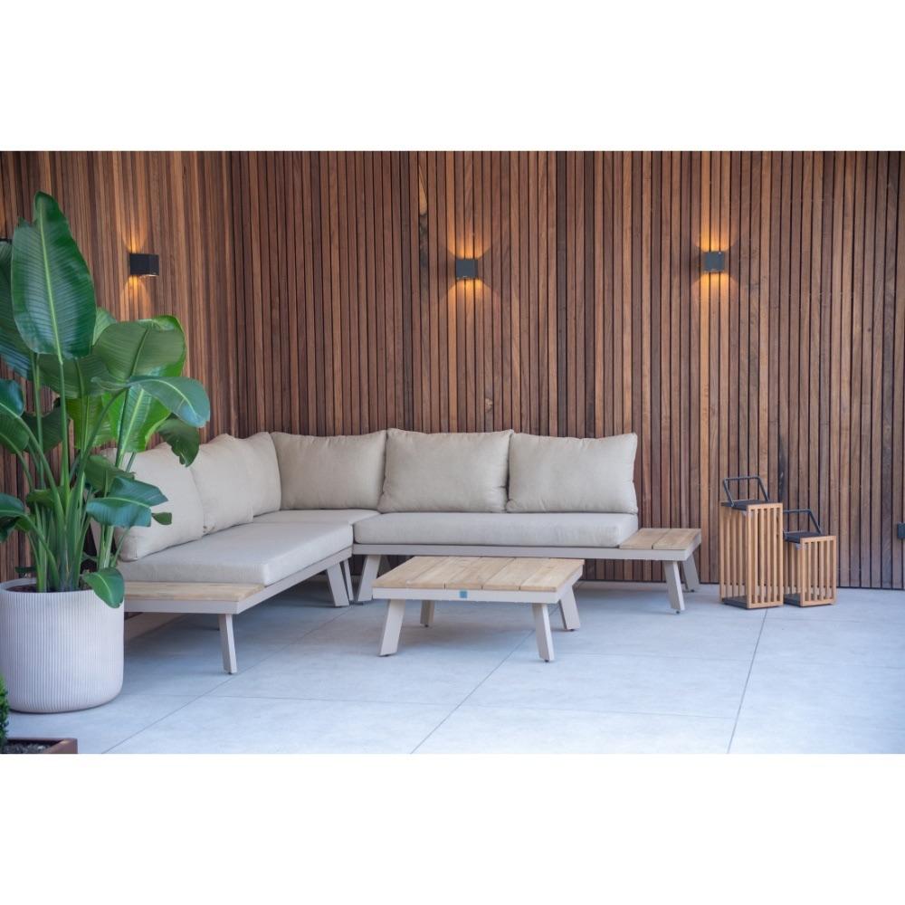New York hoek loungeset beige | aluminium + hout | 248x248cm, Tuin en Terras, Tuinsets en Loungesets, Ophalen, 5 zitplaatsen, Aston Martinlaan 36