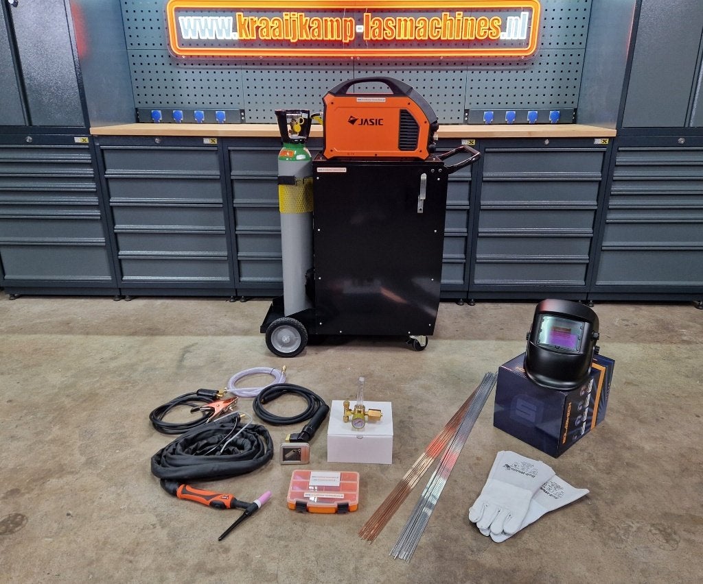 Compleet pakket! Jasic EVO TIG200P PFC DC pulse 230v, Ophalen of Verzenden, Nieuw, 150 tot 250 ampère, Tig