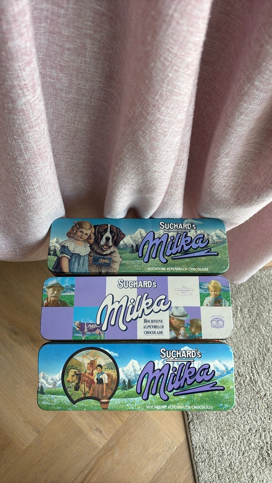 Vintage Suchard's Milka blikken - Set van 3, Verzamelen, Blikken, Ophalen of Verzenden, Gebruikt, Overige, Overige merken