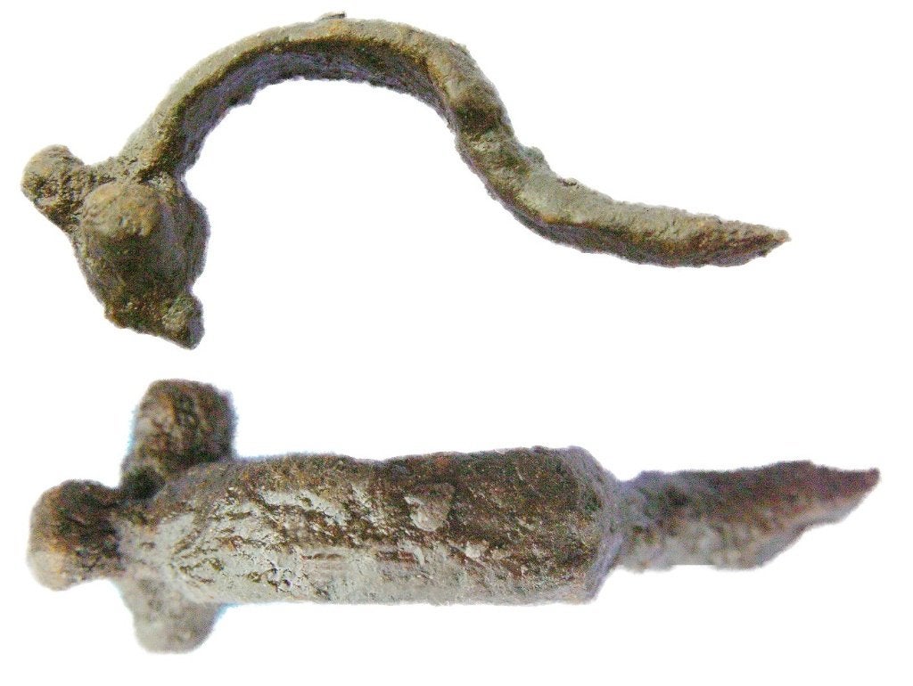 Fibula Romeins Ijzer Meerdelige spiraalfibula   a002, Ophalen of Verzenden
