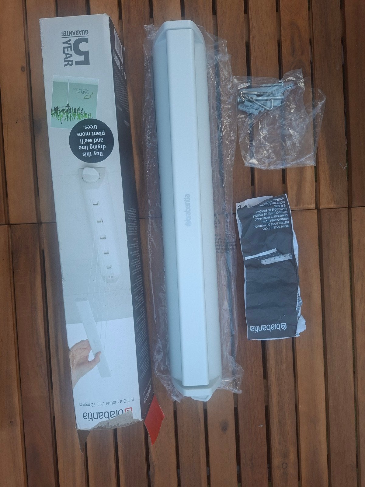 Brabantia Roldrooglijn - Uittrekbare waslijn 22m (Compleet!), Ophalen of Verzenden, Zo goed als nieuw, Wit