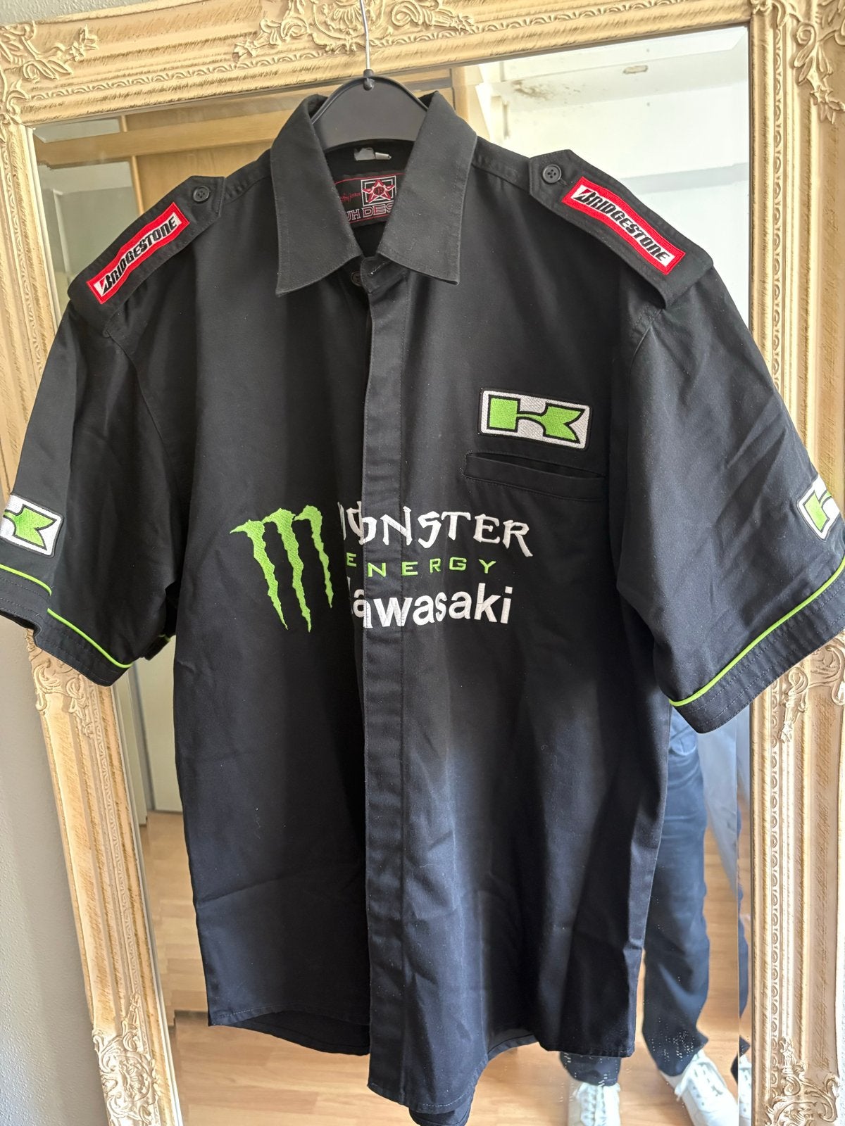 JH Design Monster Energy Kawasaki overhemd (XL), Kleding | Heren, Ophalen of Verzenden, Gedragen, Zwart, Overige halswijdtes