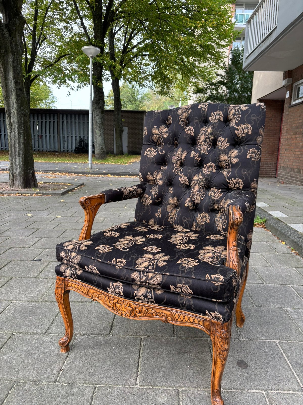 Prachtige klassieke vintage Queen Anne fauteuil antiek, Ophalen