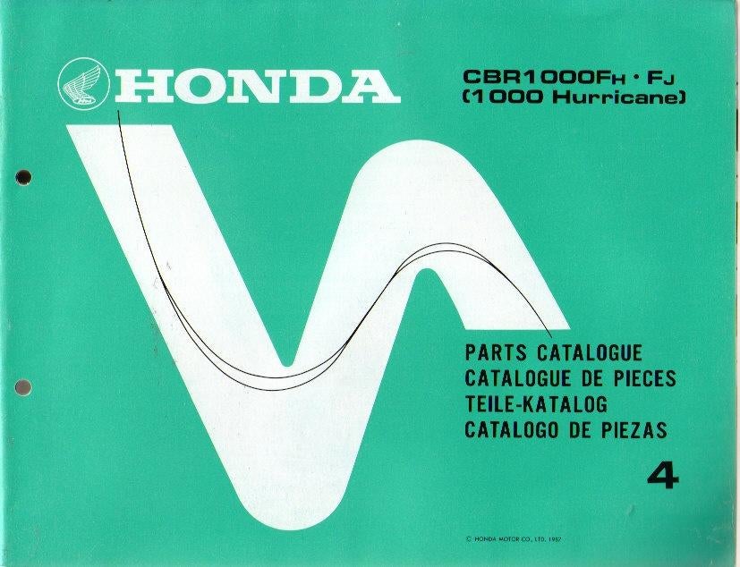Honda CBR1000 Fh en Fj Hurricane Parts List (2623z), Ophalen of Verzenden, Honda