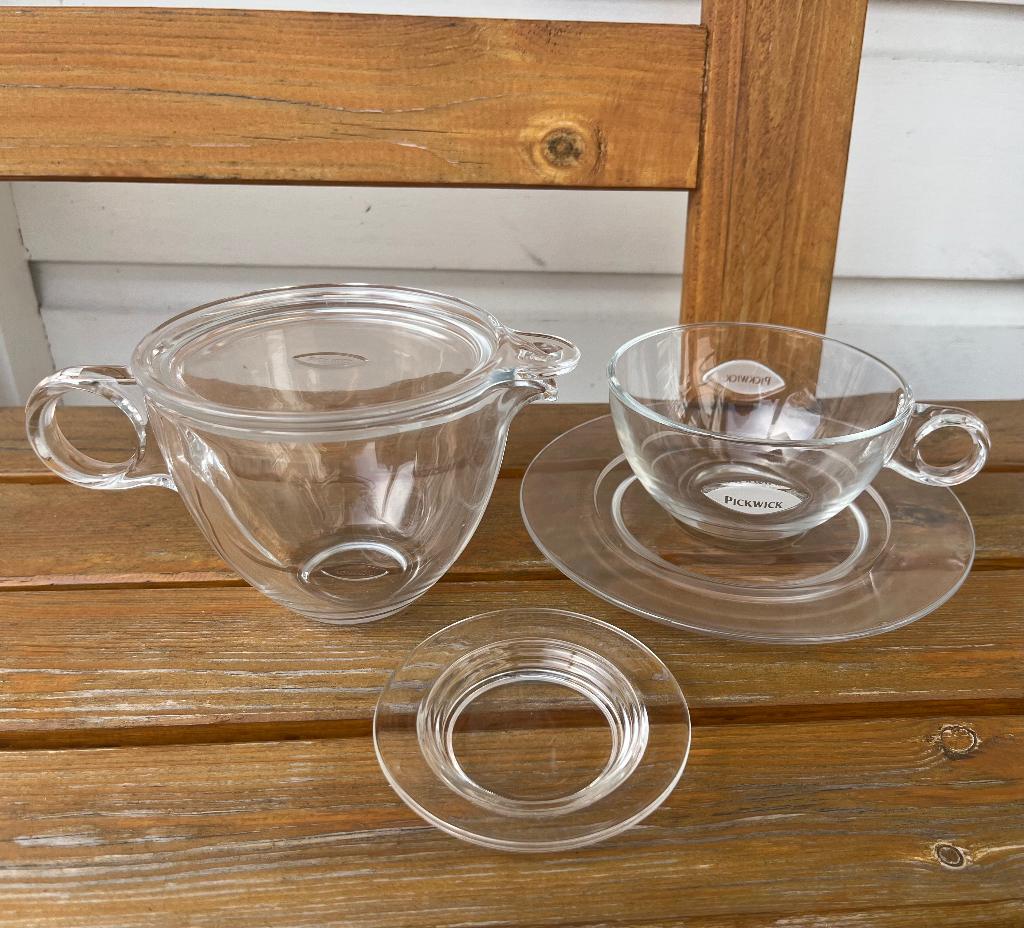 Pickwick glazen theeset theepot met theeglas | tea for one, Huis en Inrichting, Keuken | Servies, Ophalen of Verzenden, Glas, Overige stijlen