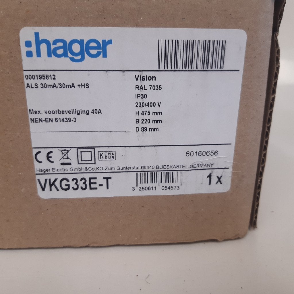 Hager groepenkast 1-fase 6 groepen VKG33E-T **NIEUW**, Ophalen of Verzenden, Nieuw, Hager, Groepenkast