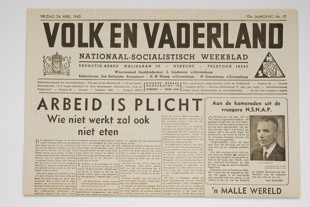 Volk en Vaderland - 24 april 1942 | herdruk krant WOII