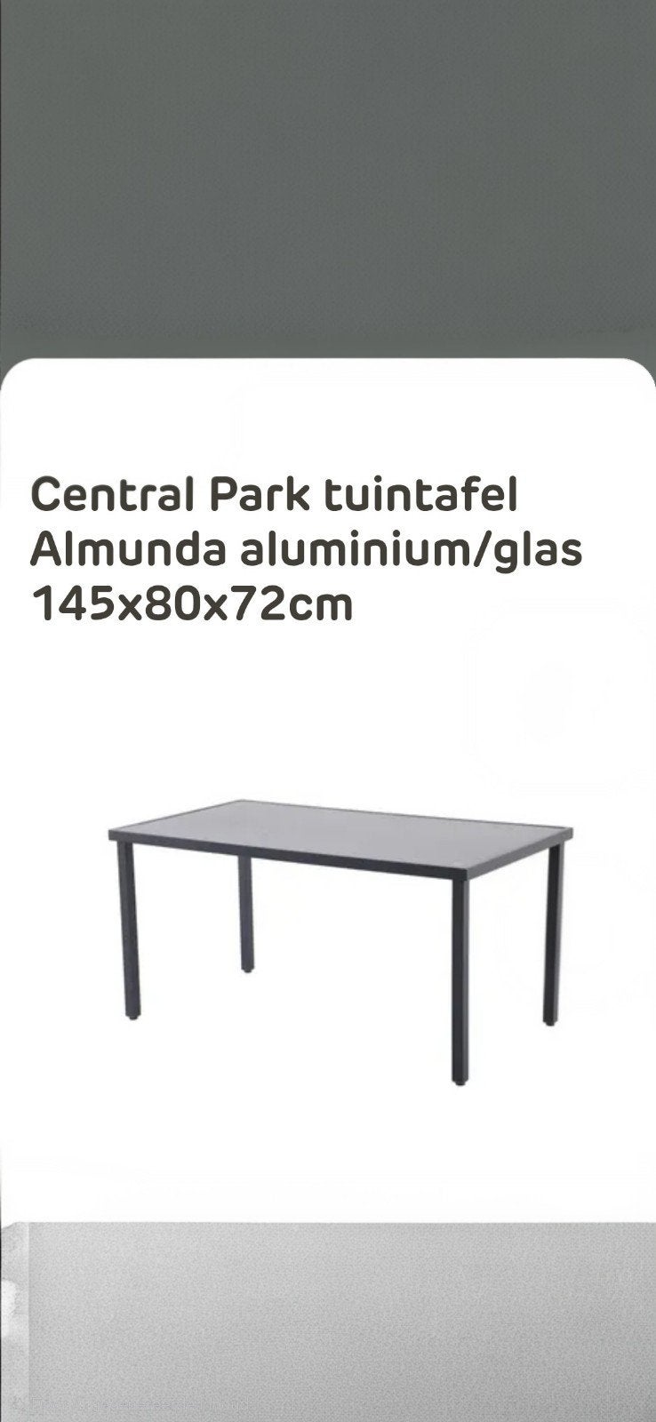 Z.G.A.N. CENTRAL PARK tuintafel, Ophalen, Zo goed als nieuw, Rechthoekig, Aluminium