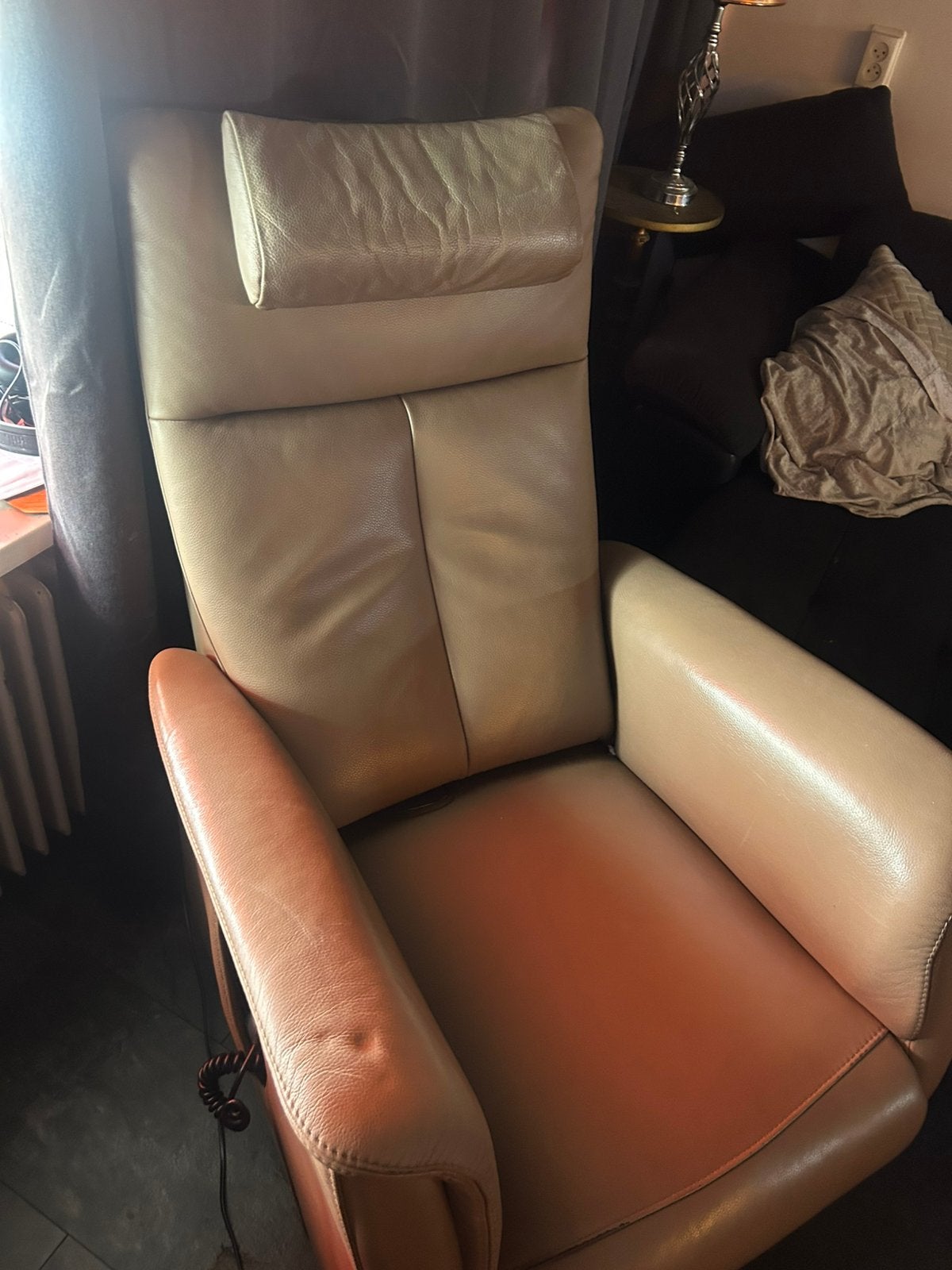 Prominent elektrische relaxfauteuil  leer volledig werkend, Antiek en Kunst, Ophalen of Verzenden